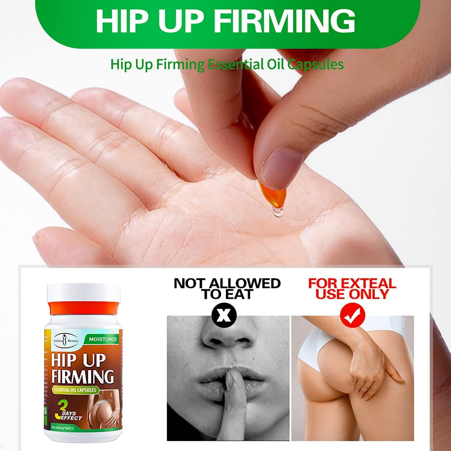 Hip Up  firming Oil Capsules | Firming & Lifting – 3 Days Effect (90pcs)