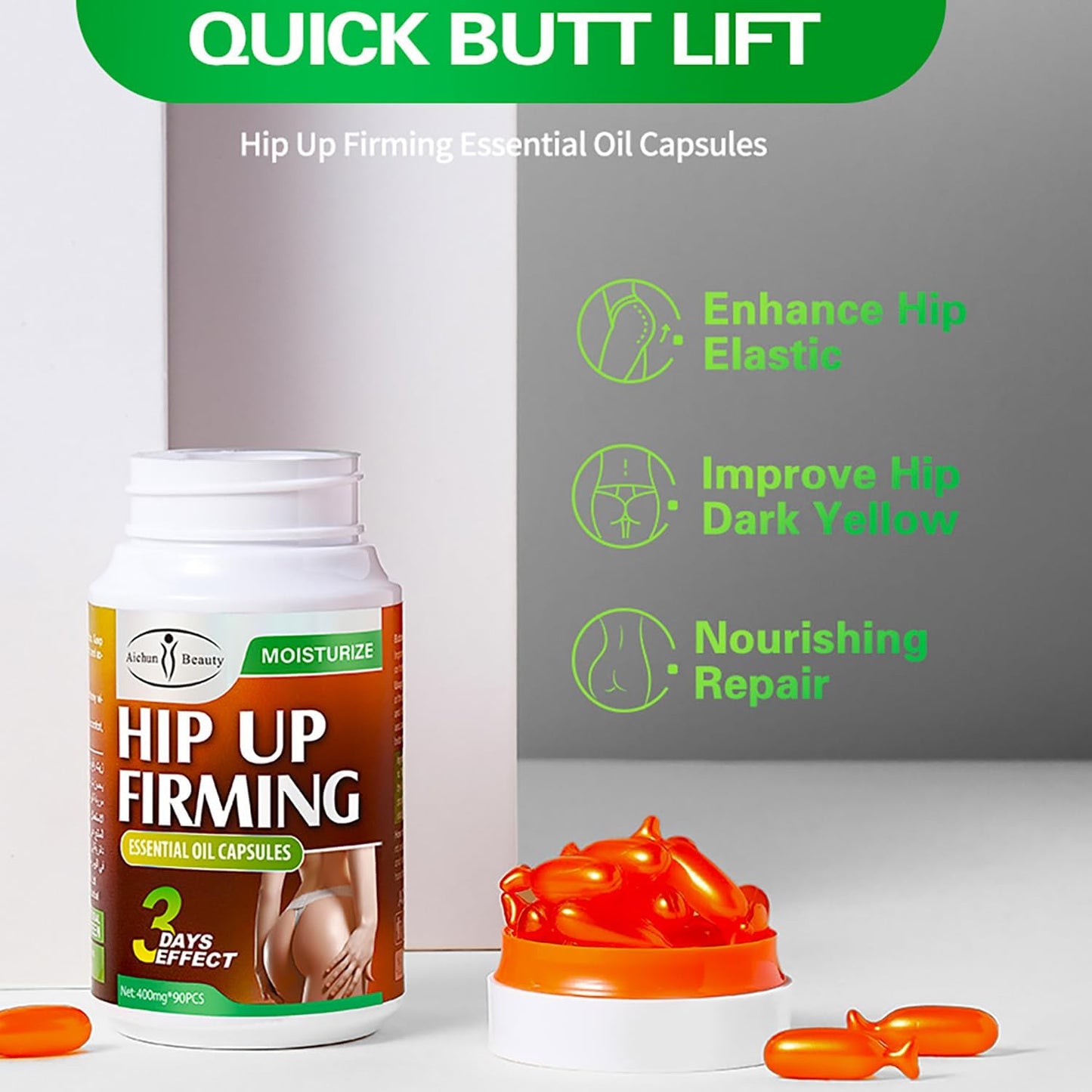 Hip Up  firming Oil Capsules | Firming & Lifting – 3 Days Effect (90pcs)