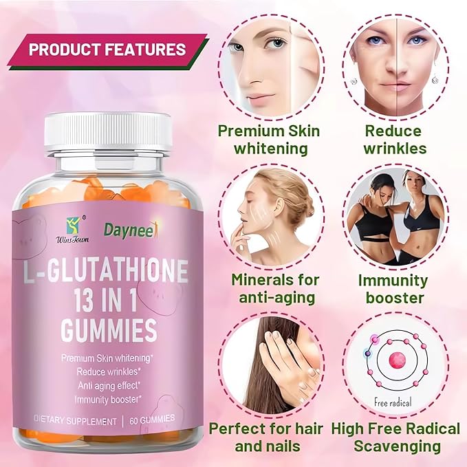 L-Glutathione Anti-Aging gummies – Skin Whitening & Detox Support